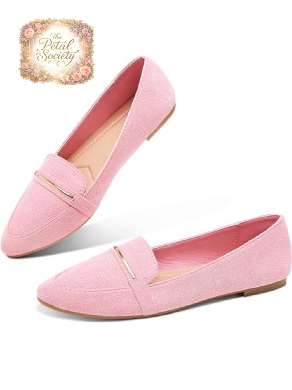 Pointy Toe Loafer Flat Comfortable Faux Suede Penny Loafer Slip On Ballet